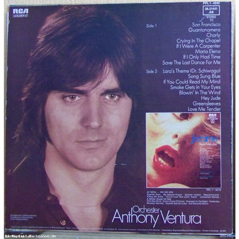 Orchester Anthony Ventura - Je t´aime 2 LP Veröffentlicht: 1975